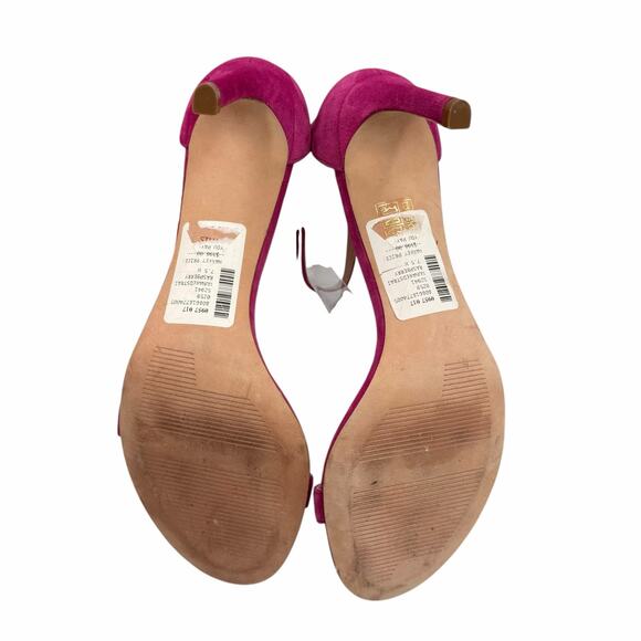 Stuart Weitzman Nudist Raspberry Pink Suede Leather Ankle Strap Open Sandals - Picture 11 of 11